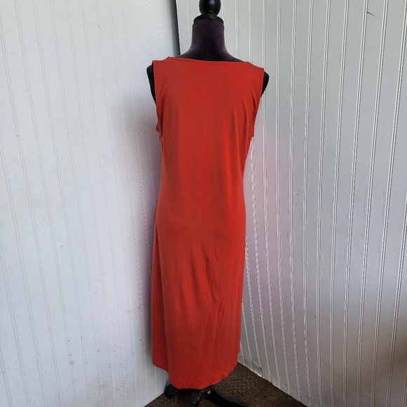 Chicos Orange Tank Shift Dress Stretch Hi-Low Sleveless Round Neck Modest 1 (M) - Picture 5 of 11
